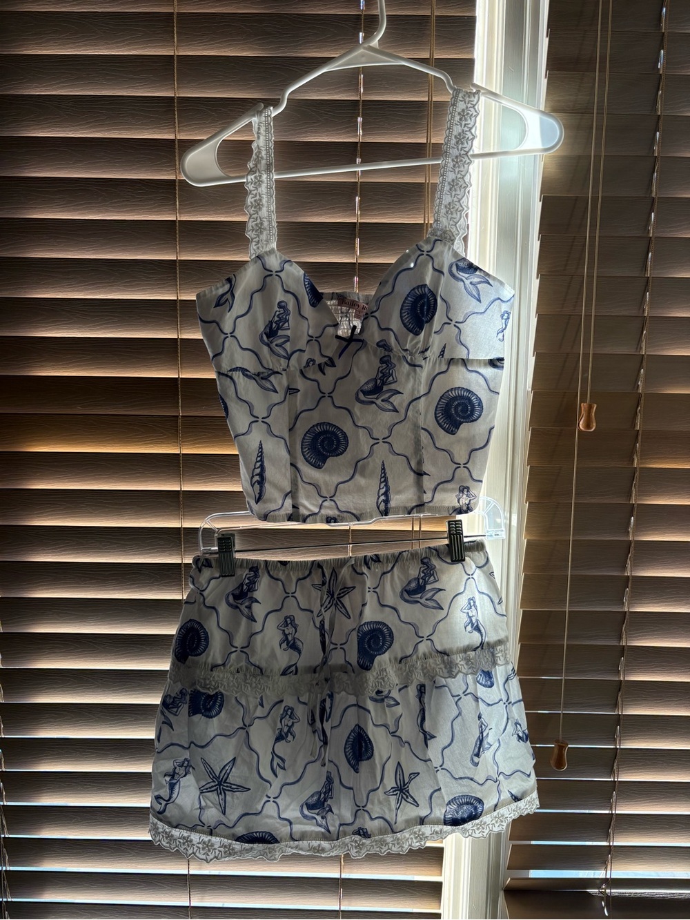 White & Blue Nautical Print Two-Piece Women’s Dress Set